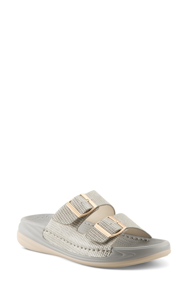 フレクサス レディース シューズ サンダル Flexus by Spring Step Buttermere Slide Sandal Grey Metallic グレー