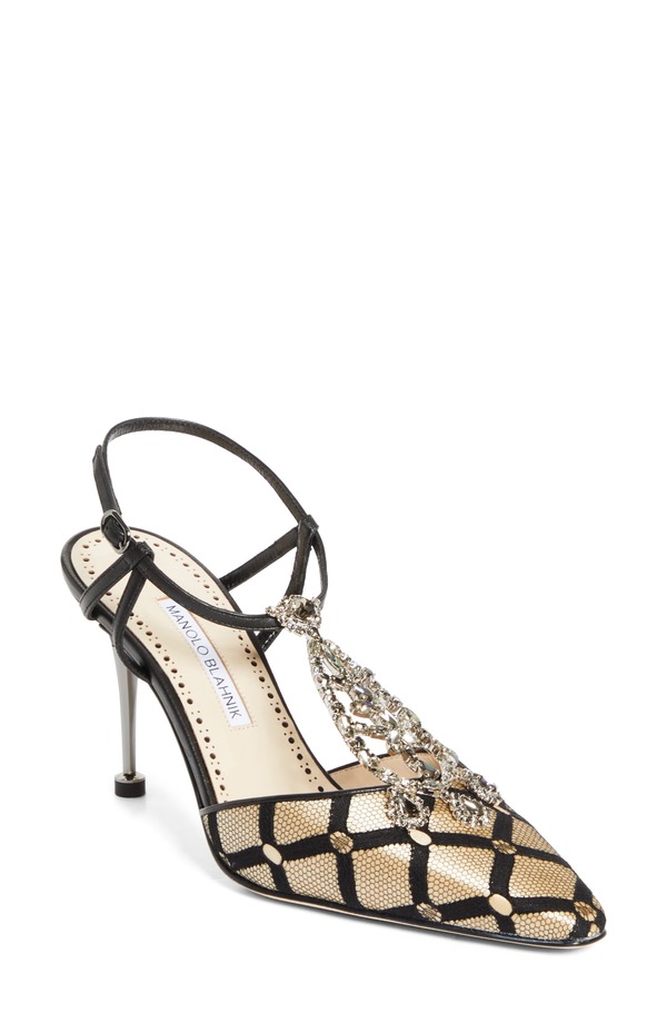 マノロ ブラニク レディース シューズ パンプス アンクル Manolo Blahnik Bolero Ankle Strapump Black/ Light Beige 黒いこと