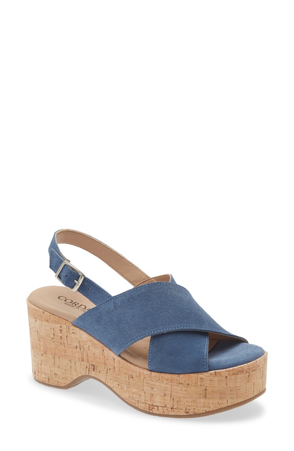 コルダーニ レディース シューズ 踵 プラットホーム サンダル Cordani Jovi Slingback Platform Sandal Bluette Suede