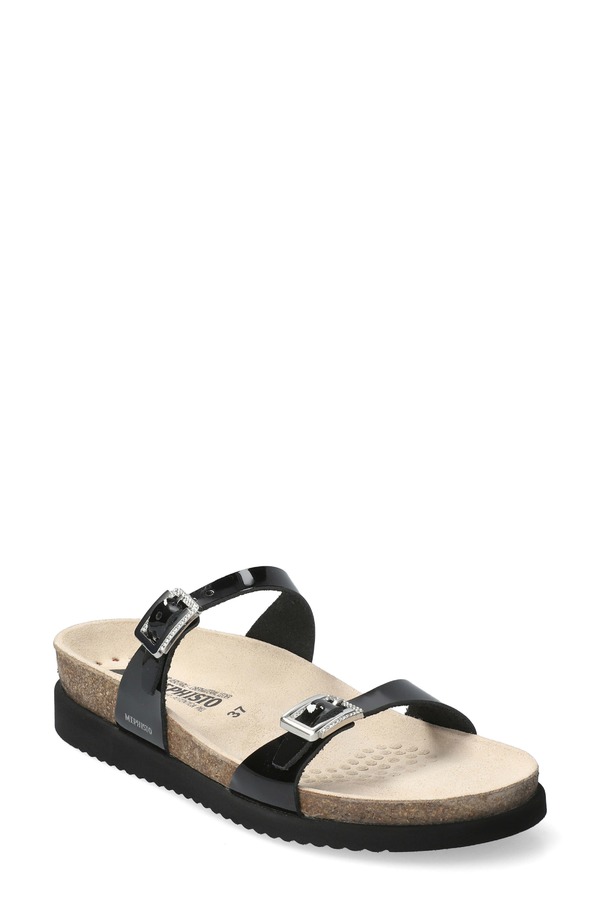 メフィスト レディース シューズ ヒール サンダル Mephisto Halya Sandal Black Patent Leather ブラック