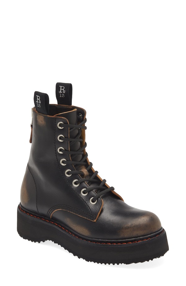 アールサーティーン レディース シューズ ブーツ・レインブーツ プラットホーム R13 Platform Combat Boot Black 黒いこと