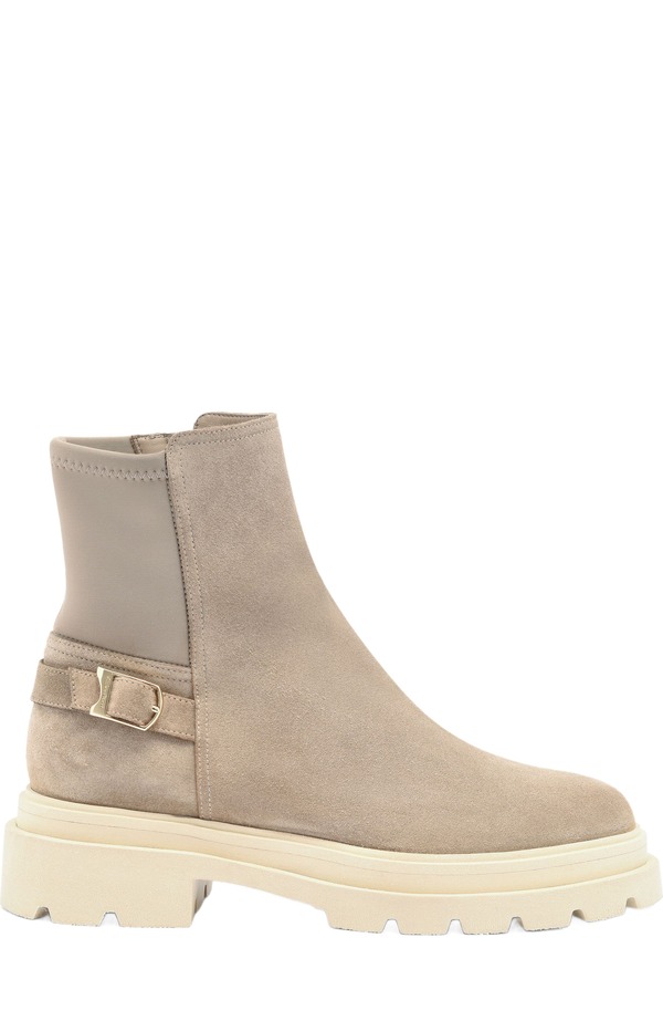 サントーニ レディース シューズ ブーツ・レインブーツ スエードクロス アンクル Santoni Women\u0027suede ankle boot Natural