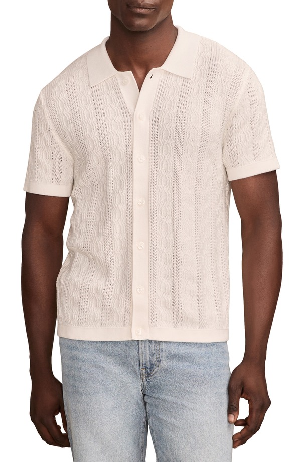 ラッキーブランド メンズ アウター パーカー・スウェット スポーツシャツ スウェーター Lucky Brand Textured Button-Upolo Sweater Tofu