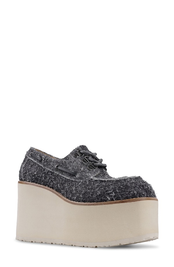 ジジ レディース シューズ 踵 プラットホーム 置き目毛皮 ZIGI Shimmie Platform Wedge Loafer Grey 薄墨色