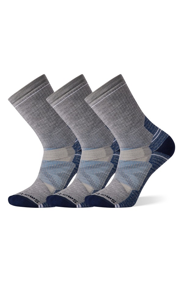 かっこ良い毛糸 メンズ アンダー御召しもの ソックス Smartwool 3-Pack Hike Full Cushion Crew Socks Hike Light Gray 薄墨色