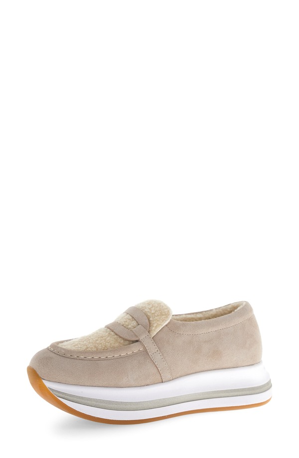 ボイルブランシェ レディース シューズ スリッポン・ローファー Voile Blanche Merry Genuine Shearling Loafer Light Beige ベージュ