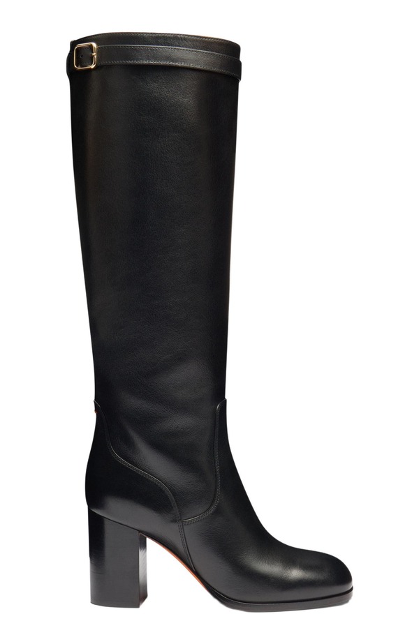 サントーニ レディース シューズ ブーツ・レインブーツ なめし革 踵 Santoni Women\u0027s leather high-heel boot Black 黒いこと