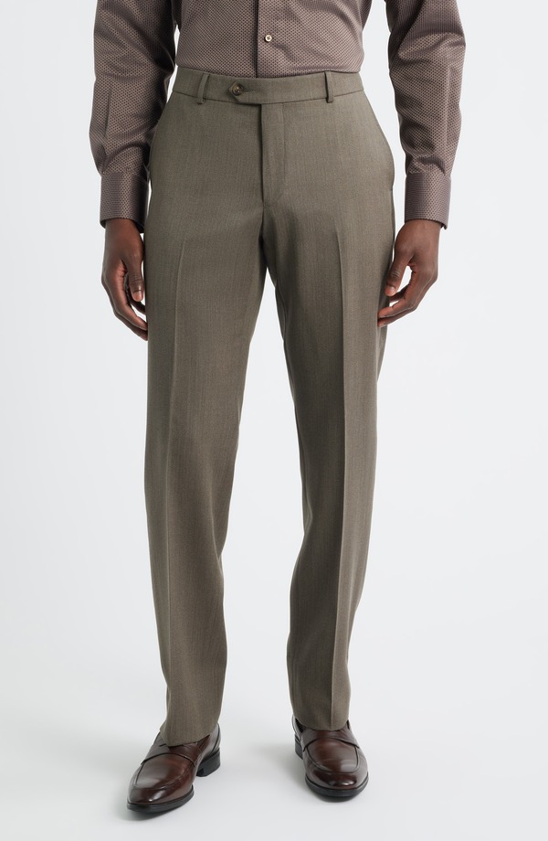 ベール メンズ ボトムス カジュアルパンツ ウール Berle Covert Flat Front Wool Twill Dress Pants Brown ブラウン｜ReVida 店