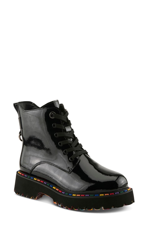スプリングステップ レディース シューズ ブーツ・レインブーツ Spring Step Mistique Waterproof Combat Boot Black Patent ブラック|ReVida 店