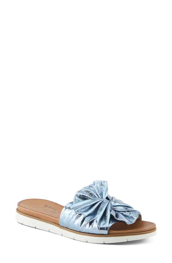 発条足取り レディース シューズ 踵 サンダル Spring Step Lavona Slide Sandal Blue Metallic 青み