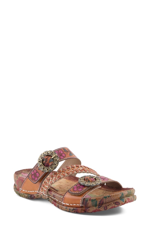 スプリングステップ レディース シューズ サンダル L'Artiste by Spring Step On the Road Slide Sandal Camel Multi キャメル｜ReVida 店