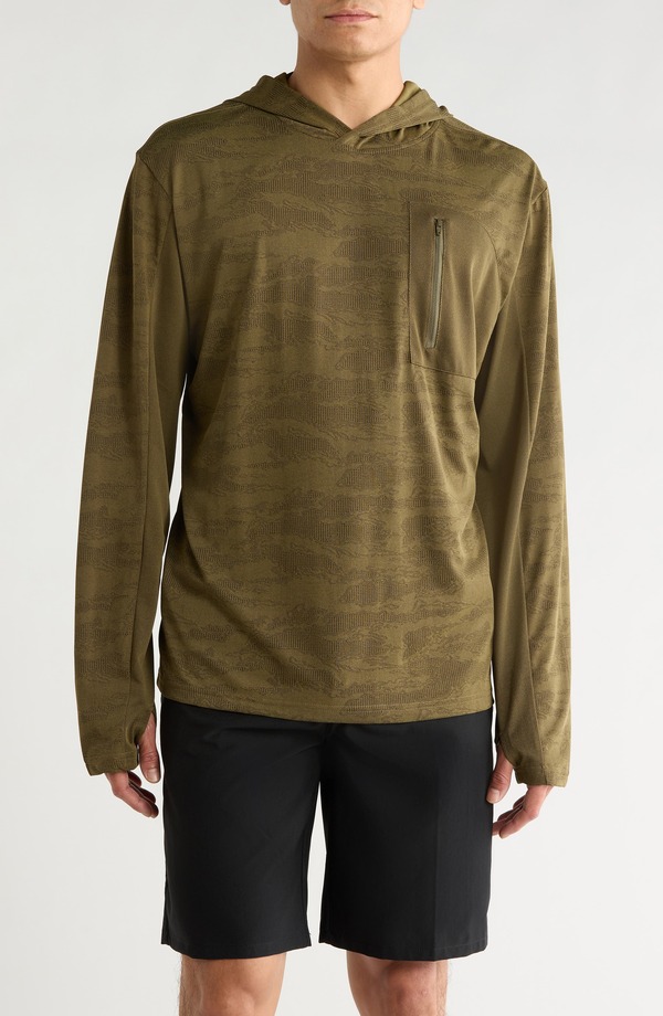 ブリクス英トン メンズ アウター パーカー・スウェット Brixton Journey Wateresistant Performance Sun Hoodie Olive Tiger Camo オリーブ