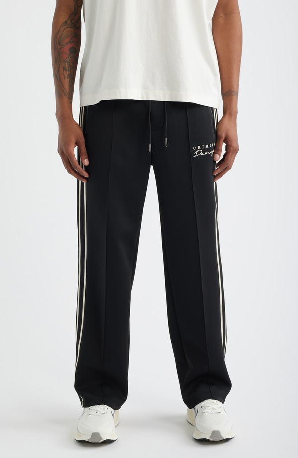 クリミナルダメージ メンズ ボトムス カジュアルパンツ トラックパンツ 刺繍 CRIMINAL DAMAGE Dragon Embroidered Track Pants Black/ Ecru エクリュ