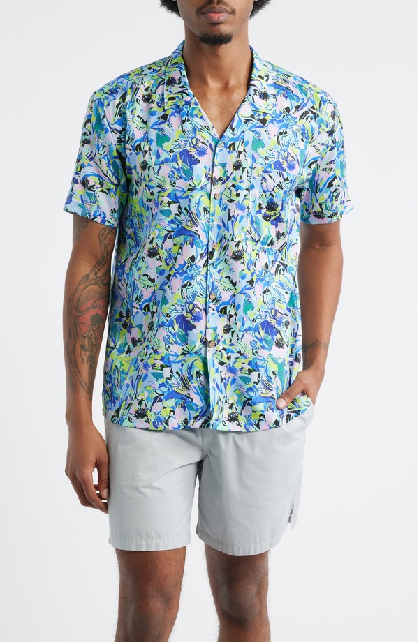 ボーディーズ メンズ トップス シャツ フラワー柄 プリント フラワー Boardies Floral Print Camp Shirt Blue ブルー
