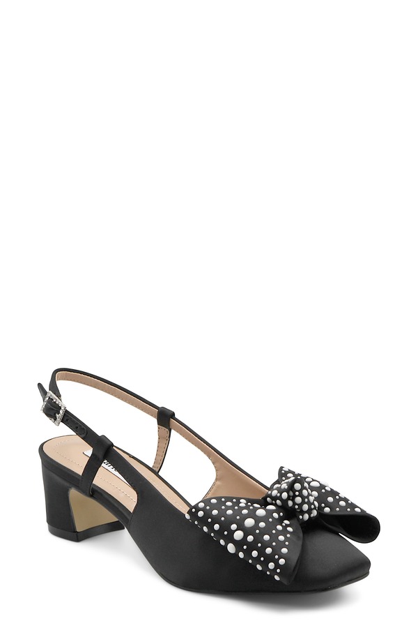 チャールズ・デイビッド レディース シューズ ヒール Charles David Jackie Slingback Pump Black Satin ブラック｜ReVida 店