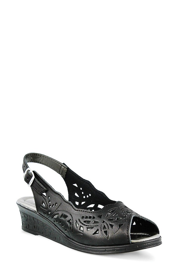 スプリングステップ レディース シューズ ヒール サンダル Spring Step Orella Slingback Sandal Black/ Black Leather ブラック|ReVida 店