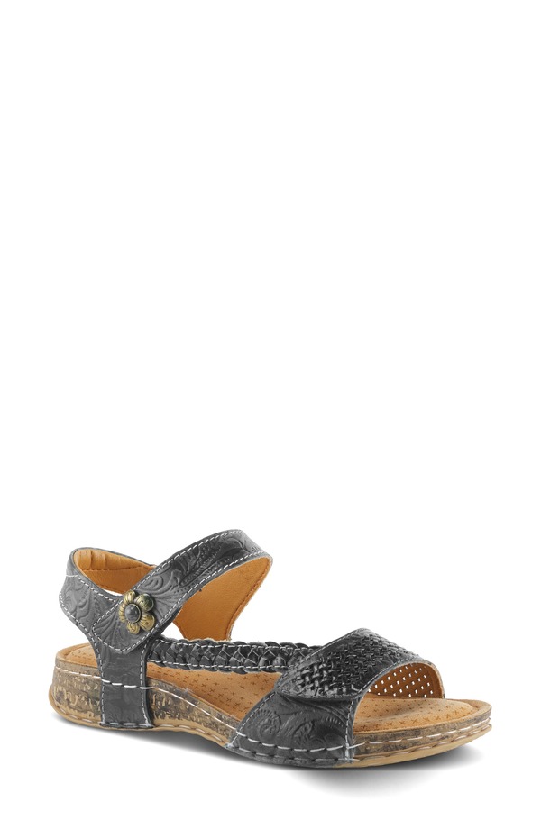 発条足取り レディース シューズ 踵 非対称 サンダル アンクル L\u0027Artiste by Spring Stepopular Asymmetric Ankle Strap Sandal Black 黒いこと