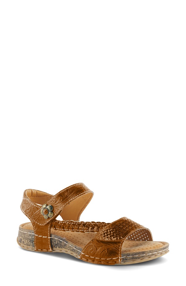 発条足取り レディース シューズ 踵 非対称 サンダル アンクル L\u0027Artiste by Spring Stepopular Asymmetric Ankle Strap Sandal Camel 駱駝