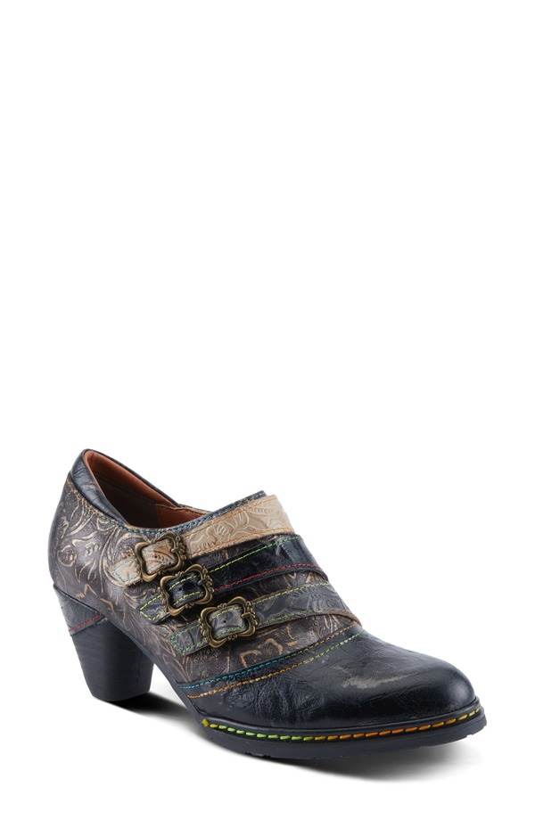 発条足取り レディース シューズ ブーツ・レインブーツ グラフィック L\u0027Artiste by Spring Step Graphic Bootie Black Metallic 黒いこと