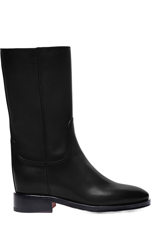 サントーニ レディース シューズ ブーツ・レインブーツ なめし革 フリース Santoni Women\u0027s Fleeces Black Leather Boot Black 黒いこと