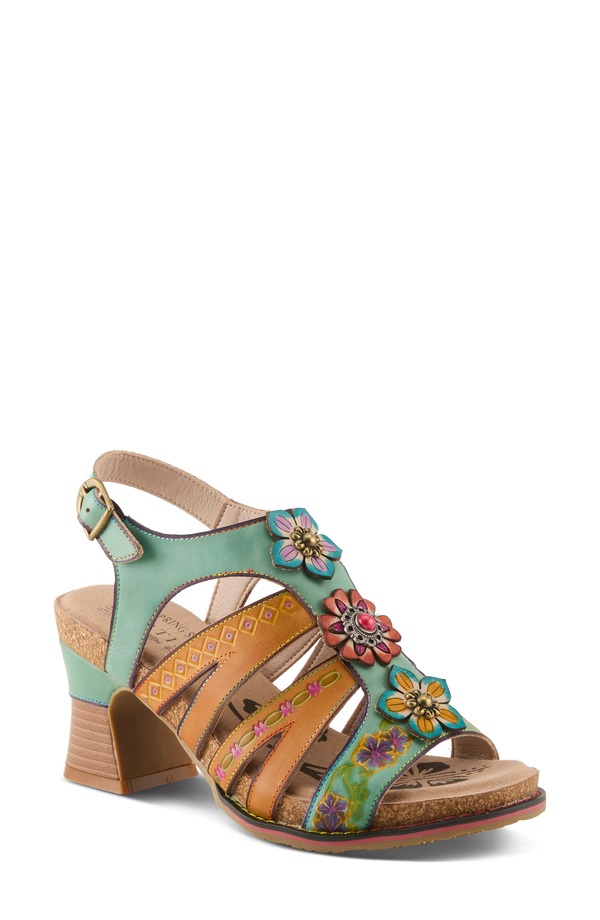 発条足取り レディース シューズ 踵 サンダル L\u0027Artiste by Spring Step Galfriday Sandal Mint Green Multi 緑であること