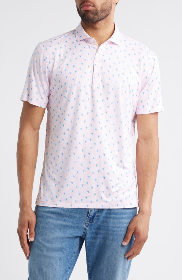 ジョニー オー メンズ トップス プルオーバー 刷り上げる johnnie-O Low Country Crab Print Featherweight Performance Polo Azalea
