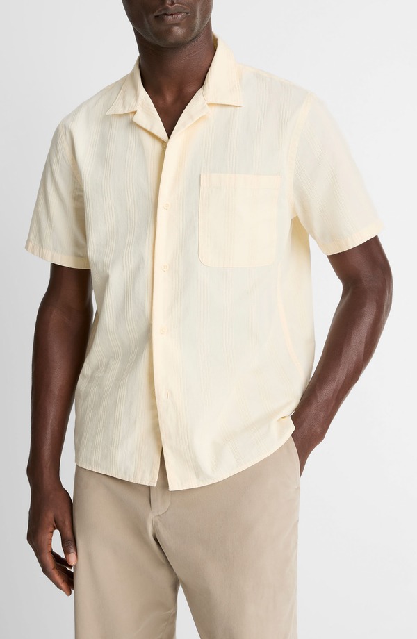 ヴィンス メンズ トップス シャツ コットン Vince Union Textured Stripe Cotton Camp Shirt Meadowlark ストライプ