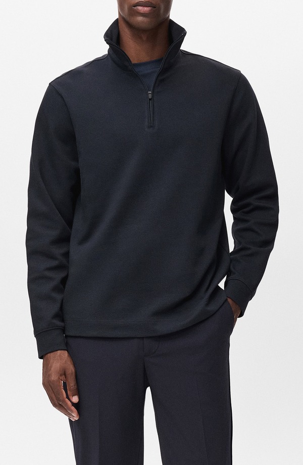 マンゴ メンズ アウター パーカー・スウェット ハーフジップ レギュラー相応う スウェーター MANGO Thermoregulated Regular Fit Quarter Zip Sweater Navy 米国海軍