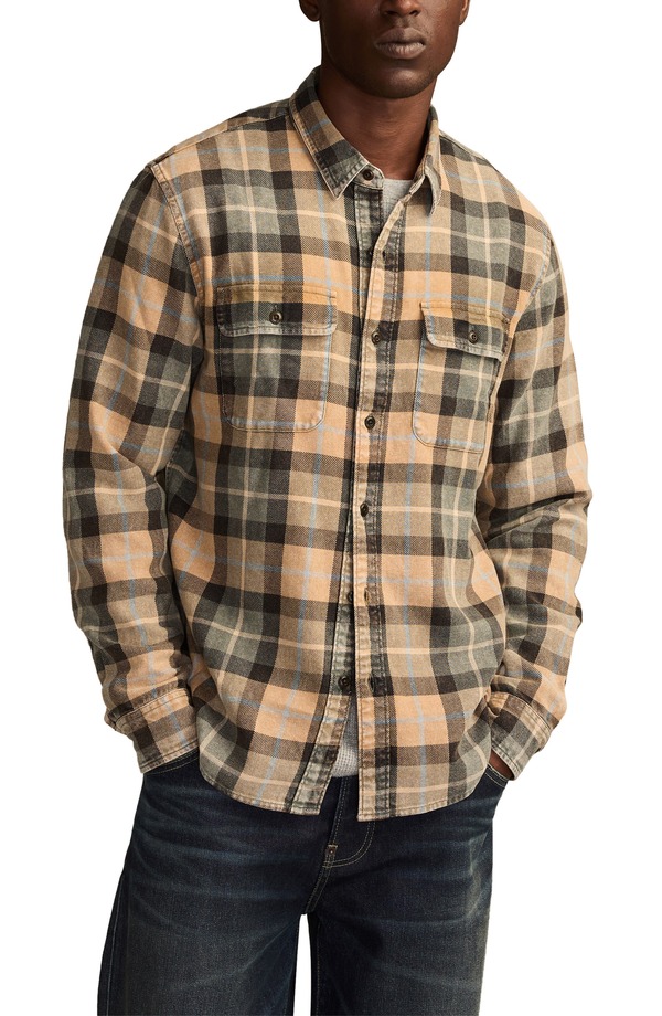 ラッキーブランド メンズ トップス シャツ コットン Lucky Brand Acid Wash Cotton Flannel Shirt Dijon Multi マルチカラー｜ReVida 店