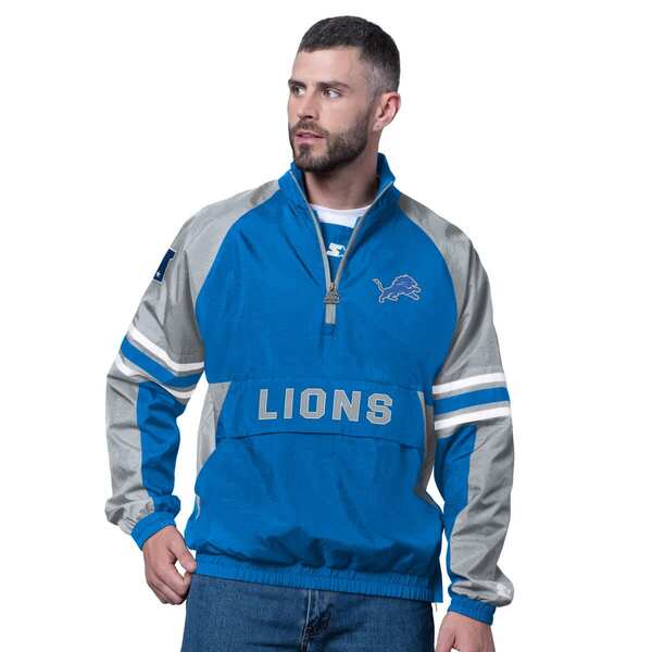 スターター メンズ アウター ジャケット・ブルゾン Men'starter Blue Detroit Lions Prospect Half-Zipullover Blue ブルー|ReVida 店