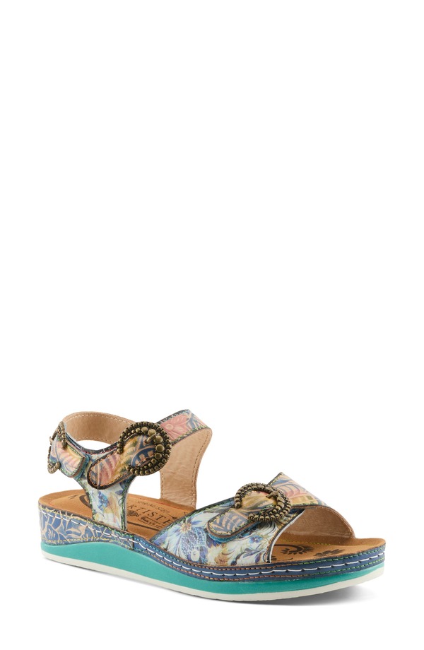 発条足取り レディース シューズ 踵 サンダル L\u0027Artiste by Spring Step Offtrak Sandal Blue Multi 青み
