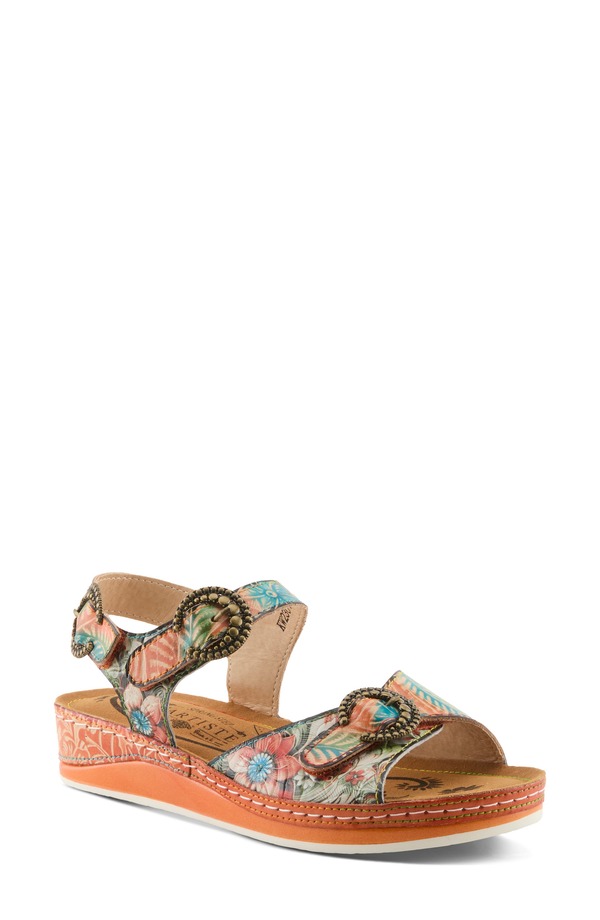 発条足取り レディース シューズ 踵 サンダル L\u0027Artiste by Spring Step Offtrak Sandal Orange Multi オレンジ色