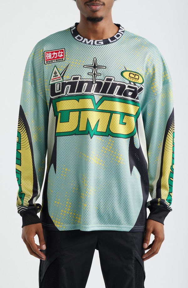 クリミナルダメージ メンズ トップス シャツ メッシュ ジャージー グラフィック CRIMINAL DAMAGE Soccer Mesh Graphic Jersey Mint/ Black/ Yellow ブラック