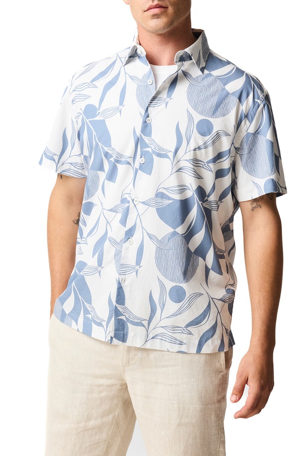 ロッドアンドグン メンズ トップス シャツ フラワー柄 フラワー Rodd & Gunn Carrington Floral Short Sleeve Button-Up Shirt Stonewash