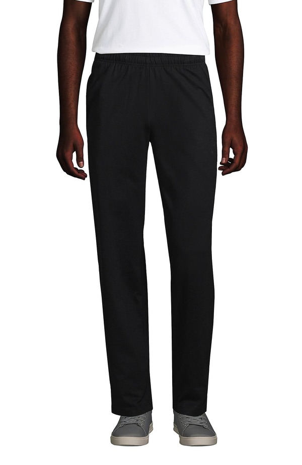 ランズ挙げ句の果て メンズ ボトムス 心地よいズボン下 編み物 ティーシャツ Lands\u0027 End Jersey Knit Pant Black 黒いこと メンズファッション-ズボン・パンツ