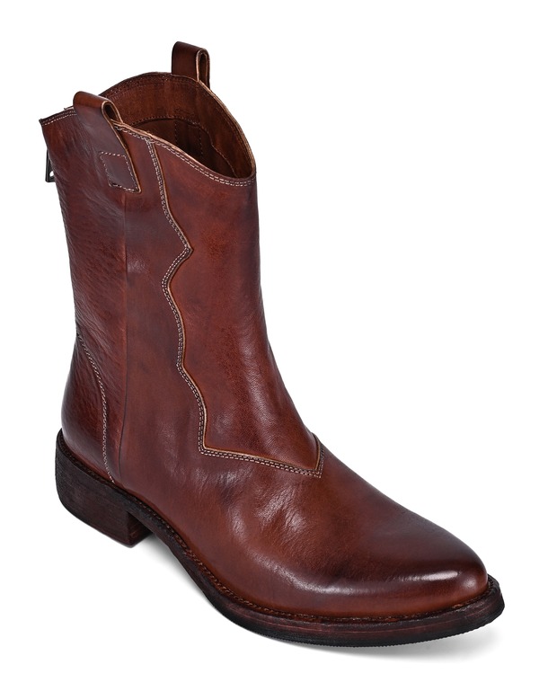 年寄りの流行り レディース シューズ ブーツ・レインブーツ ヴィンテージ なめし革 OLD TREND Vintagenuine Leather Western Inspired Mid Shaft Boot Coffee 珈琲