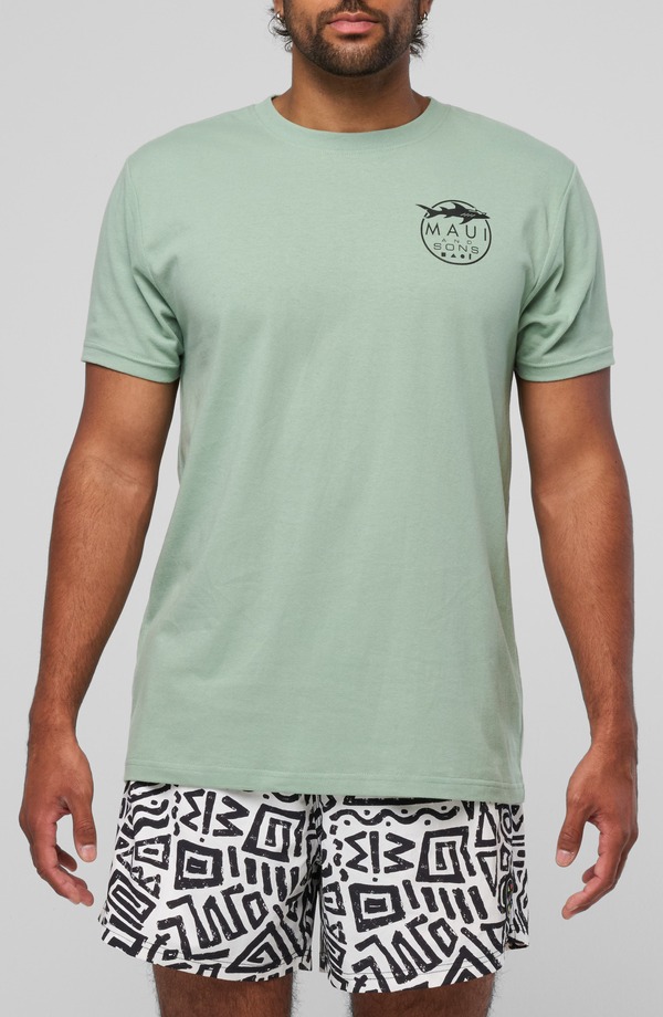 マウイアンドサン メンズ トップス Tシャツ ロゴ グラフィック Maui & Sonshark Logo Graphic T-Shirt Sage セージ｜ReVida 店 8,151円