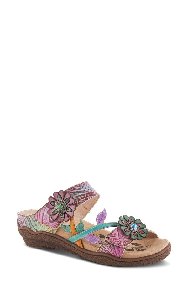発条足取り レディース シューズ 踵 サンダル L\u0027Artiste by Spring Step Aymee Wedge Sandal Sky Blue Multi 青み
