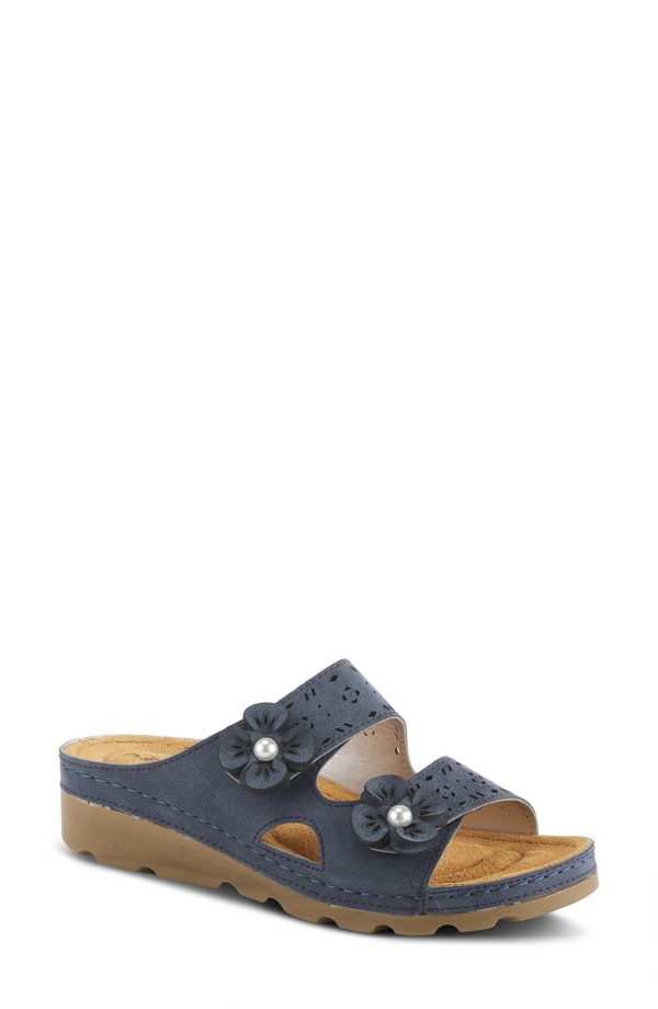 フレクサス レディース シューズ ヒール サンダル Flexus by Spring Stepamola Wedge Slide Sandal Navy ネイビー|ReVida 店
