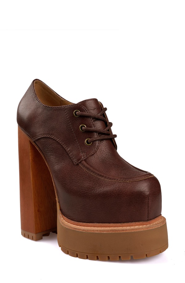 ジジ レディース シューズ 踵 プラットホーム スピード競技 ZIGI Tina Lace-Uplatform Shoe Brown 赤銅色