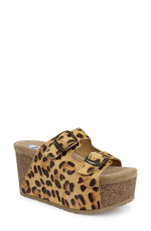 ジジ レディース シューズ 踵 プラットホーム サンダル ZIGI Genuine Calf Hair Platform Wedge Sandaleopard Leather 毛の荒物