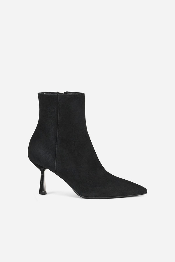 エージーエル レディース シューズ ブーツ・レインブーツ アンクル 踵 AGL Alla Bootie Heeled Ankle Boot インチ Velour Black 黒いこと