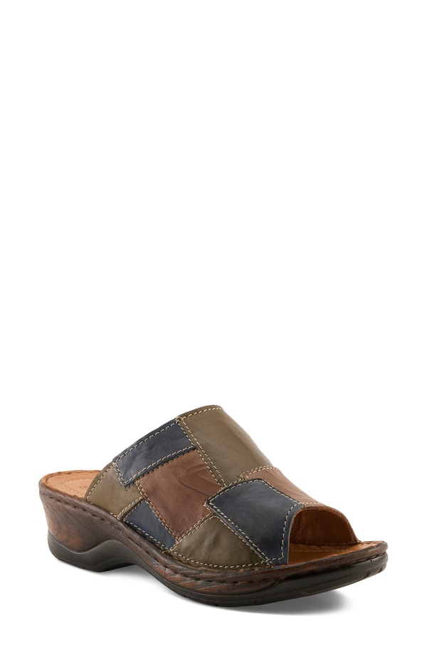 発条足取り レディース シューズ 踵 サンダル Spring Step Nivara Slide Sandal Olive Multi オリーブ