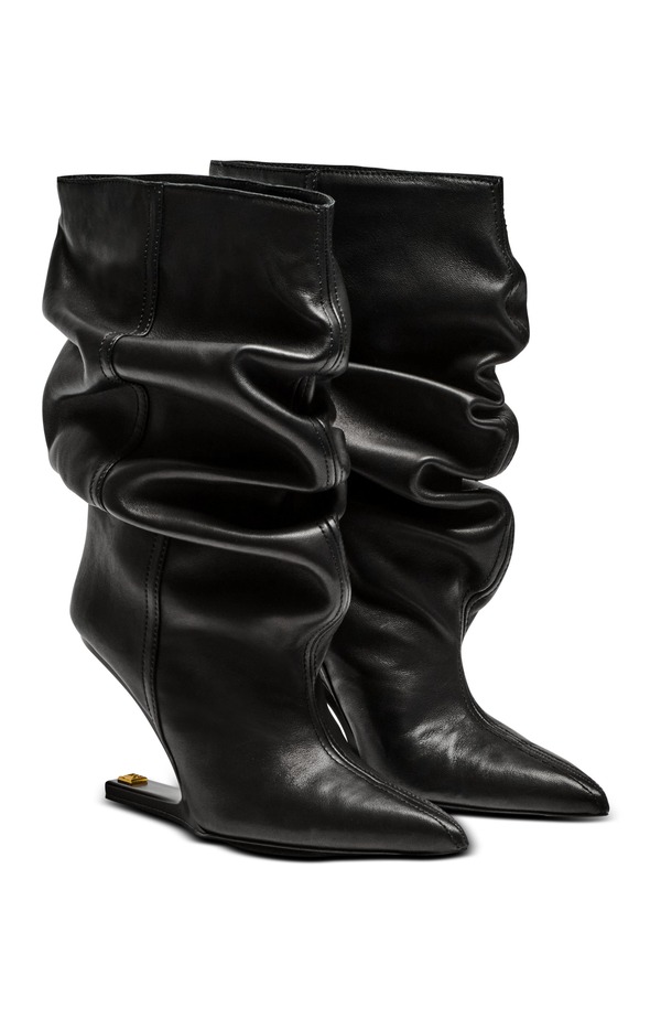 バルマン レディース シューズ ブーツ・レインブーツ アンクル なめし革 Balmaino Wedge smooth leather ankle boots Black 黒いこと