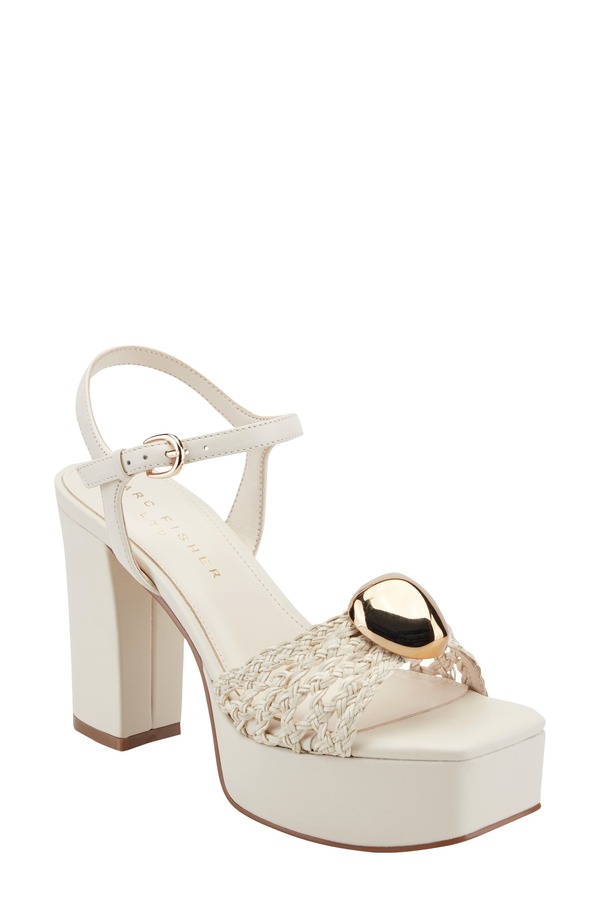 目じるし・フィッシャー レディース シューズ 踵 プラットホーム サンダル アンクル Marc Fisher LTD Cabell Ankle Straplatform Sandal Ivory 象牙色
