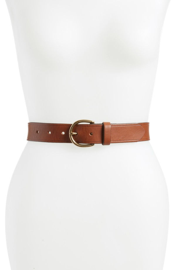 メイドウェル レディース アクセサリー ベルト レザー Madewell Medium Perfect Leather Belt Pecan/ Gold ゴールド
