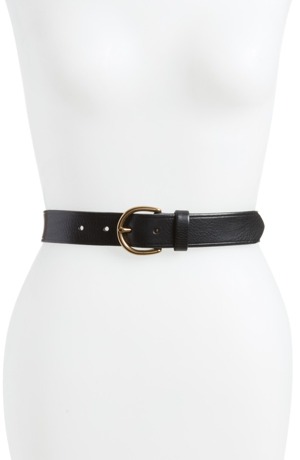 メイドウェル レディース アクセサリー ベルト レザー Madewell Medium Perfect Leather Beltrue Black/ Gold ブラック