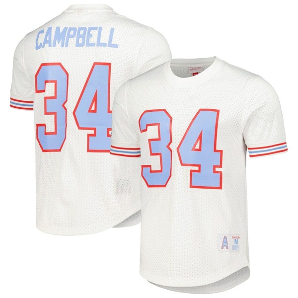 ミッチェル&ネス メンズ トップス Tシャツ メッシュ Men's Mitchell & Ness Earl Campbell White Houston Oilers Gridiron Classics Retired Player Name & Number Mesh Top White ホワイト｜ReVida 店
