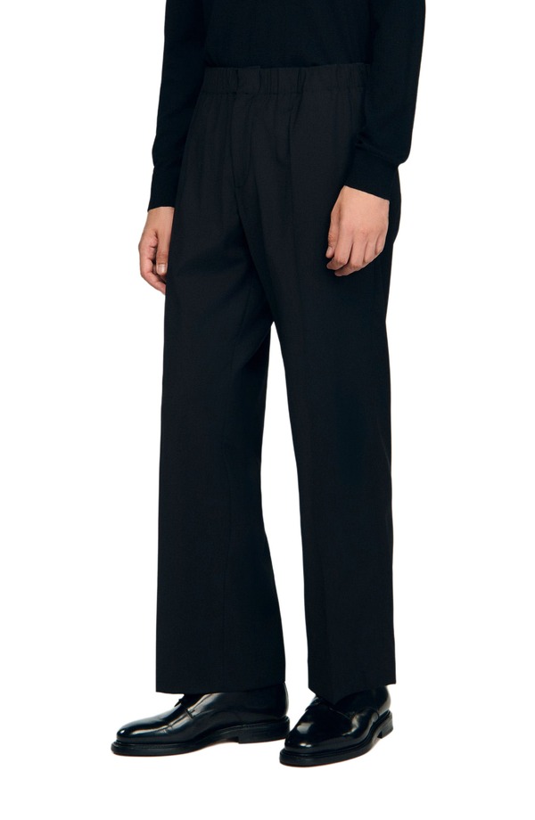 サンドロ メンズ ボトムス カジュアルパンツ SANDRO Wide-leg trousers Black ブラック｜ReVida 店