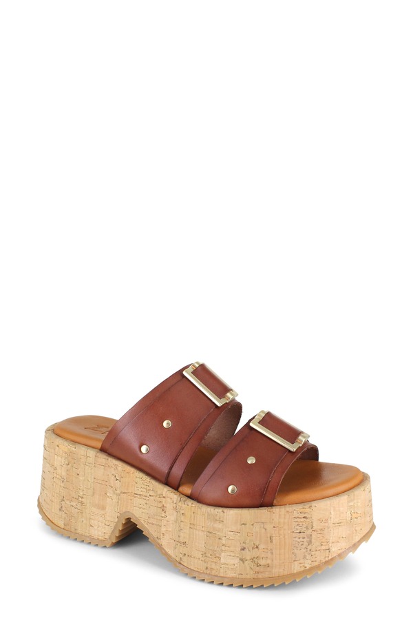 ジジ レディース シューズ ヒール プラットフォーム サンダル ZIGI Fanela Platform Slide Sandal Tan Leather タン|ReVida 店